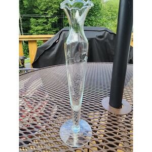 Vintage Princess House Heritage Crystal Bud Vase Ruffled Rim 10" Tall EUC